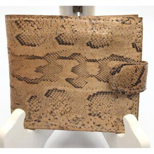 Vintage Snakeskin Bifold Wallet Brown Python Snake Leather Snap Closure Billfold
